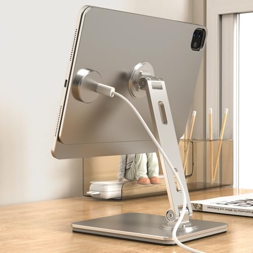 Magnetic Charging Stand for iPad Pro 11, Aluminum Foldable Charger Stand with 360&deg; Rotation, USB-C...