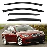 PLDDE 4pcs Out-Channel Smoke Tint Rain Guard compatible with 2004-2010 BMW E60 5-Series 4-Door Sedan M5 525 528 530 535 545 550 i xdrive xi Tape-On Vent Deflector Window Visors Car Accessories