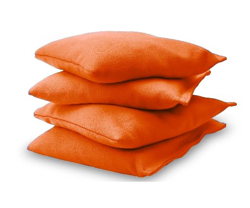 Set of 4 Regulation Cornhole Bags Double Sided, Weather Resistant Bean Bags for Cornhole Toss Game, Cornhole Beans Bags. (Orange)