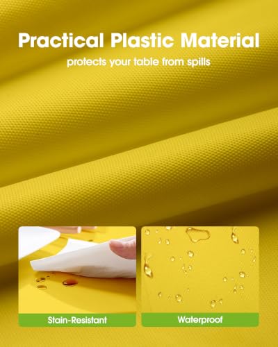 Image of Pureegg Plastic Table Cloth Disposable 20 Pack, 54 x 108 Inch Table Cloths, Easter Party, Decorative Tablecloths, Rectangle, Lemon, Pastel Plastic Cover, Leakproof & Sturdy, Yellow
