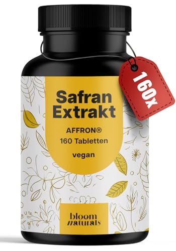 Safran Extrakt - 160 Tabletten - 30mg AFFRON® Safran Extrakt, Alternative zu Kapseln, Saffron Extract, vegan & produziert in Deutschland - Laborgeprüft - Verpackung kann variieren