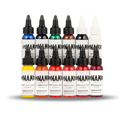 Dynamic-Color-Co-OG-Color-Ink-Set-12-Bottles-1-oz-Each-Includes-Burgundy-Red-Chinese-Red-Fire-Red-Green-Blue-Orange-White-Canary-Yellow-Brown-Magenta-Violet-and-Black