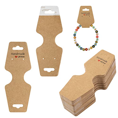 100 Stücke Armbänder & Ohrringe Präsentationskarten Kraftpapier Handgefertigte Ohrringkarten Selbstklebende Schmuckverpackung Verkaufskarten Aufhängen von Ohrringen Schmuckarmbändern und Halsketten