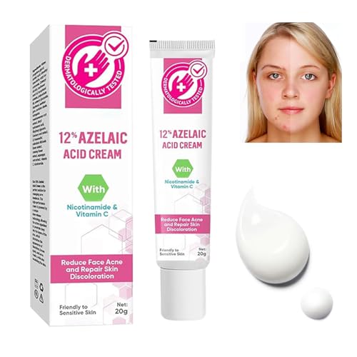 Ácido azelaico 12% crema para el rostro, ácido azelaico acné crema para el tratamiento de la rosácea, alivio del enrojecimiento, gel de ácido azelaico con ácido salicílico y niacinamida para manchas