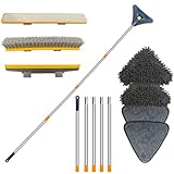ACETWA Multifunctional Mop Wall & Baseboard Cleaner Mop Tool with Long Handle for Cleaning Window Floor Skirting Board Ceiling Bathtub Tub Tile Scrubber Brush Duster with 4 Reusable Pads (Blue)