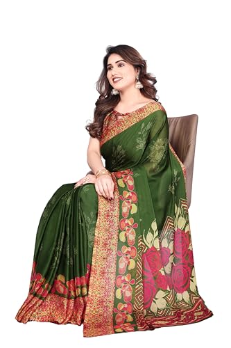 Image of SUPERLAXMI Women's Chiffon Floral Printed Saree with Blouse Piece