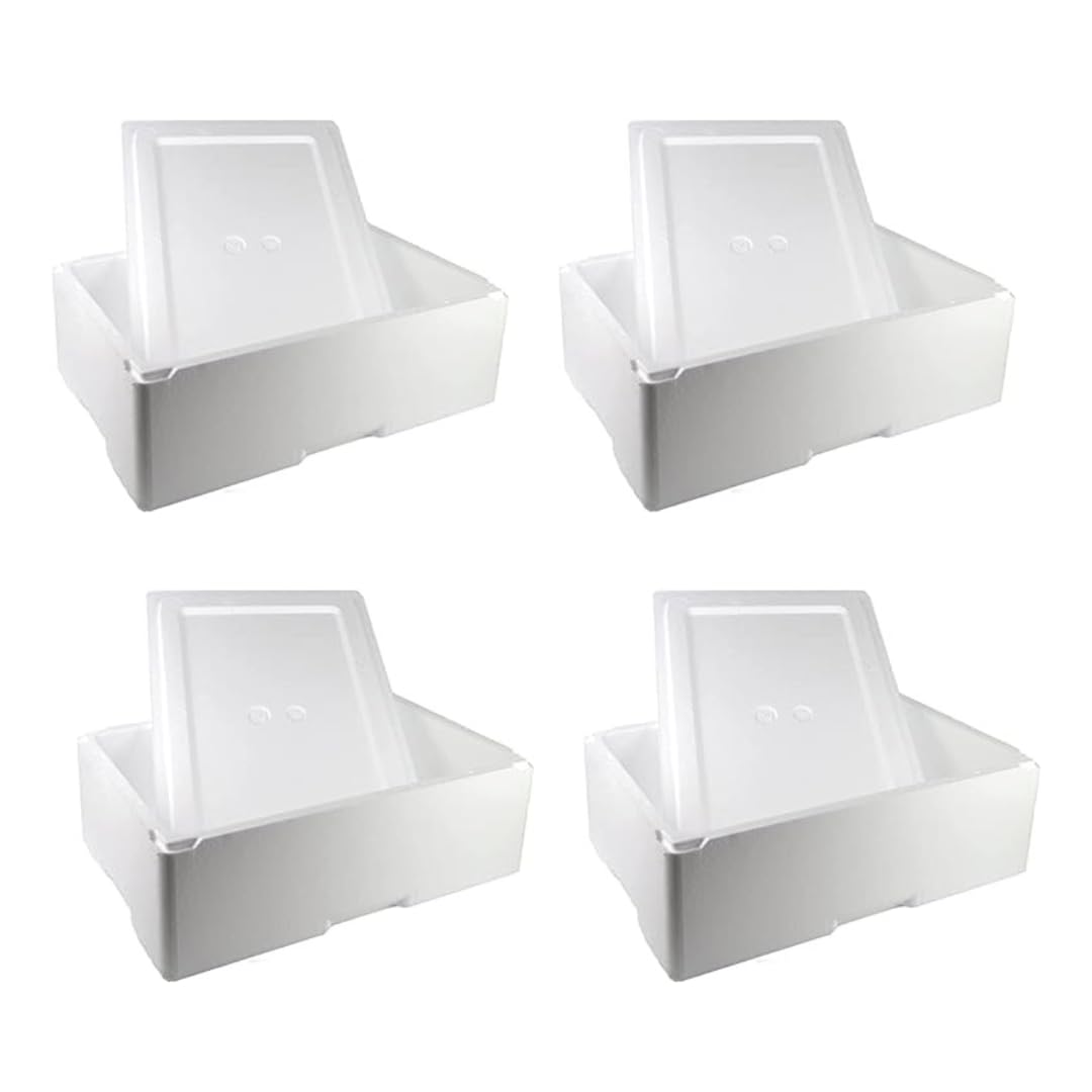 PZ 4 SCATOLA TERMICA GRANDE BIANCA RETTANGOLARE 54 X 36 ALTA20 cm + COPERCHIO CASSA MAXI LARGE