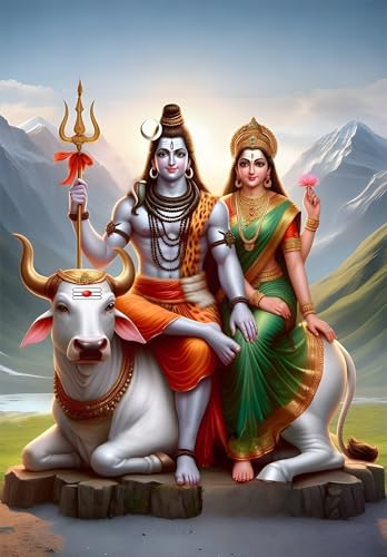 Roostaflag Paper Lord Shiva and Parvati Wall Poster Lord Shiva St...