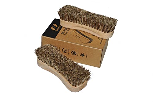 Naturolic All-Natural Wooden Scrub Brush Set, Kitchen Scrub Brush With Wooden Handle, Palmyra Bristle Brush, Eco Friendly Cleaning Products, Scrub Brush Set Of 2 #TOP4