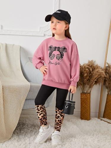 Image of Little Girls Outfits 2 Piece Toddler Long Sleeve Sweatshirt Leggings Pants Fall Winter Clothing Set 2-10 Years