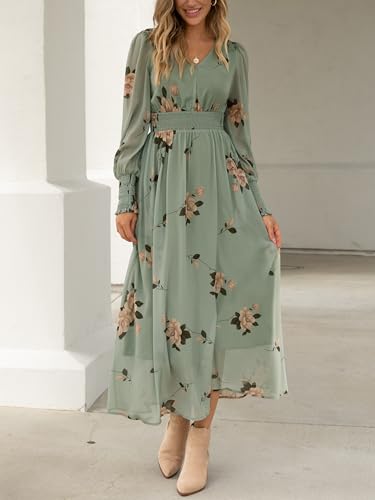 ANRABESS Women's Long Sleeve Floral Maxi Dress Casual V Neck Chiffon Boho Flowy Beach Fall Wedding Guest Party Long Dresses3
