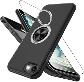 Pilaru Case for iPhone SE 2022 [with Screen Protector],iPhone SE 2020 Heart Pattern Glitter Bling Diamond Cover for Women, Soft TPU Bumper Shockproof Protective Phone Case for iPhone 6/7/8,Black
