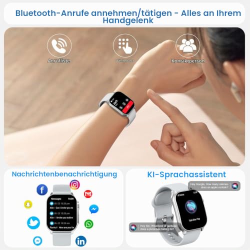 Smartwatch Herren, 2.01" HD AMOLED Display, Fitnessuhr mit Telefonfunktion – Ansicht 3