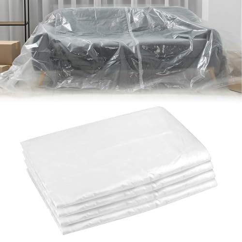 4er Set Abdeckfolie Maler,4×5m Malerplane,Transparente Malerfolie,Große Abdeckplane,Staubschutzfolie für Malerarbeiten, Renovierung, Gartenmöbel