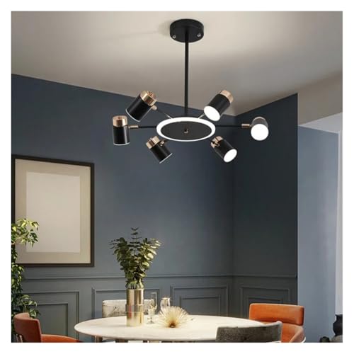 Lustre LED rotatif à intensité réglable et design créatif à 6 branches