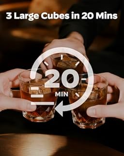 Silonn Clear Ice Cube Maker Countertop, Makes 3 Large 1.6″ Cubes in 20 Mins, Crystal Clear & Slow-Melting Ice for Whiskey, Adjustable Ice Thickness & Auto Clean, Great for Home bar, Kitchen & Party