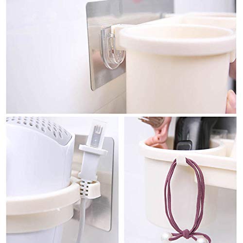 Valink Supporto A Parete Per Asciugacapelli – Portaoggetti Multifunzione In Alluminio Con Molla A Spirale Per Bagno (Argento) - 5