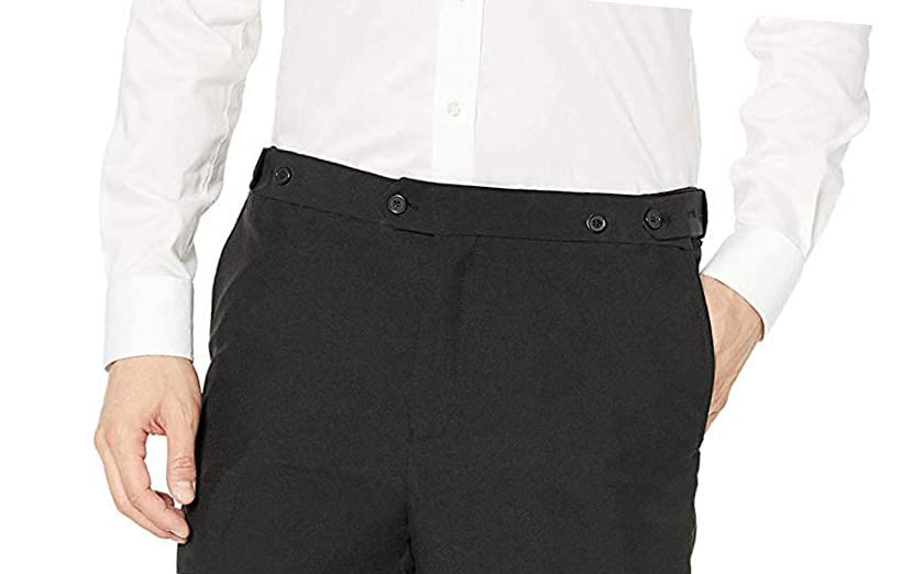 Adam Baker Men's Modern Fit Flat Front Tuxedo Pants - Buttons Adjustable Waist3