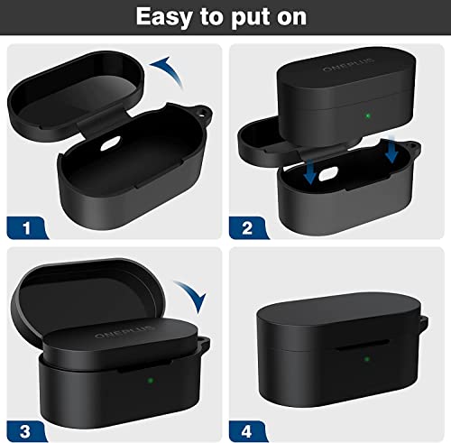 Image of Printme for OnePlus Nord Buds 2 Case Cover Silicone, Feather Soft, Protective, Anti Fall, Anti Dust, with Hook Earphone Cover [Earbuds Not Included] (Black)