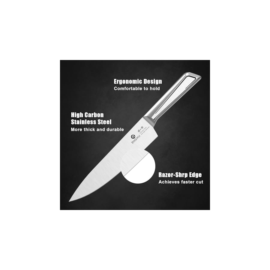imarku Kitchen Knife Set with Block and Built-in Sharpener, Japanese Stainless Steel 14-Piece Knife Set with Utility Knife, Dishwasher Safe, Non-Slip Ergonomic Handles, Essential Gift for Home Cooks