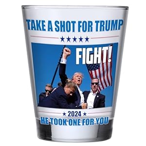 Trump Shot Glass – Trump Fight Shot Glass, Trump Assassination Stuff, Trump Fist Pump Merch, Trump Never Surrender Shot Glasses, House Warming Gifts New Home, Birthday Gifts for Women & Men