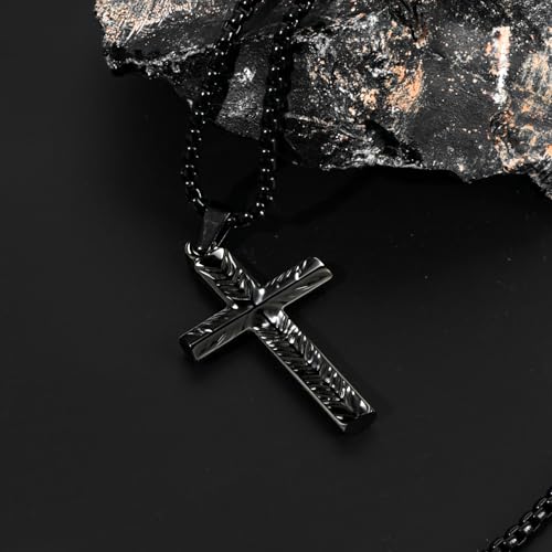 Amulette chrétienne obsidienne collier cadeau idéal pour mari