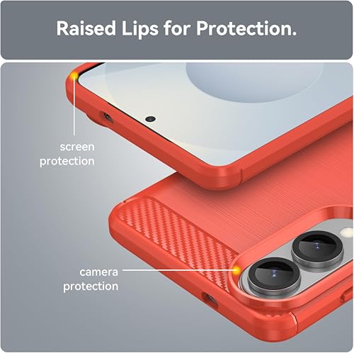Image of Soft Carbon Fiber TPU Slim Military Grade Drop Protection Case Cover Compatible with Samsung Galaxy S25 Edge 5G (2025) (Carbon Red)