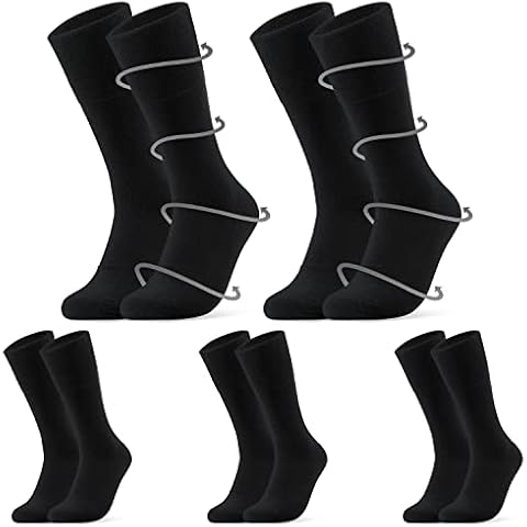 Mens Socks, Diabetic Socks for Men Stretchy 5 Pack Soft Top Socks for Men Gentle Grip Calf Length Non Elastic Loose Socks for Swollen Legs Size 8-12 (Black, 8-12 UK) Cover