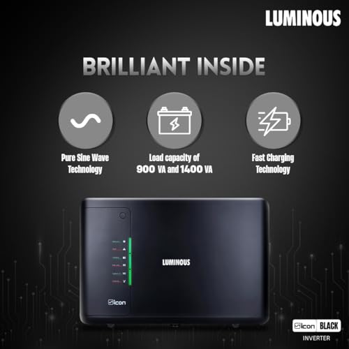 Image of Luminous iCon 1600 Pure Sine Wave Inverter for Home,Office & Shops | 1400VA /12V Inverter | Reliable Power Backup | High Performance| | LED Indicators | Fast Charging | Easy Installation | 36M Warranty