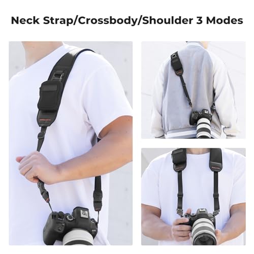 K&F CONCEPT Kameragurt, Professioneller Breit Kamera Gurt, Verstellbarer Kamera Schultergurt 109-133 CM für SLR DSLR Spiegelreflexkameras, Camera Strap mit Abnehmbare Reißverschlusstasche