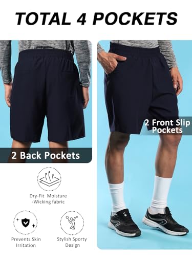 Image of CHKOKKO Men Shorts for Gym Sports or Running | Dry-Fit Fabric Single Layered Active Summer Workout Wear Knee Length Regular Fit | Elastic Waist with Front and Back Pockets