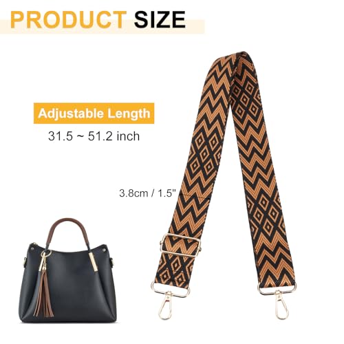 Image of PATIKIL 55in Purse Straps Replacement Crossbody, Bag Straps Crossbody Universal Adjustable Canvas Bohemian for Purses Handbags Guitar, Brown