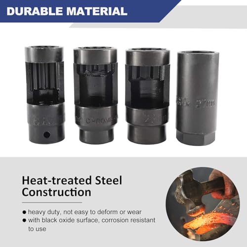 FreeTec 10pcs Oxygen Sensor Socket Set, 22mm 27mm 29mm Lambda Sensor Removal Tool Set, 1/2" Drive O2 Sensor Sockets Wrench Oil Pressure Sending Unit Socket Set - Image 7