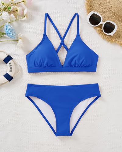 Image of Yonique Womens Push Up Bikini Set - Two Piece Swimsuit V Neck Crisscross Back Bathing Suit 2025 Swimwear