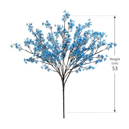 Image of CURATED CART Artificial Flowers Bunch, Baby's Breath Gypsohila Flowers, 2 Bunch for Vase Pot, Home Decoration, Living Room, Wedding, Fake Flowers, Color, (Vase Not Included) (Blue)
