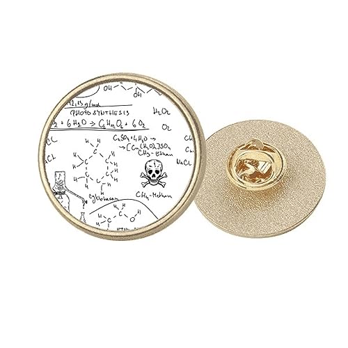 Broche ronde en métal doré de haute qualité inspirée de l'univers de la chimie organique M