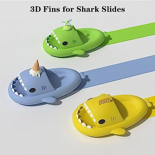 Ice Cream Shark Slides, Shark Slippers with 3D Funny Fins, Unisex Shark Slide for Women Men, Cute Cartoon Cloud Shark Slides Soft Thick Sole Non-Slip Novelty Open Toe Sandals3
