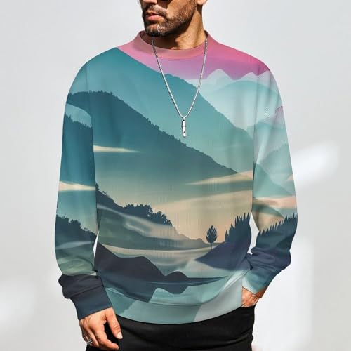 Mens Crewneck Sweater Fantasy Abstract Art Crew Neck Sweater for Men Casual Party Holiday Pullover2