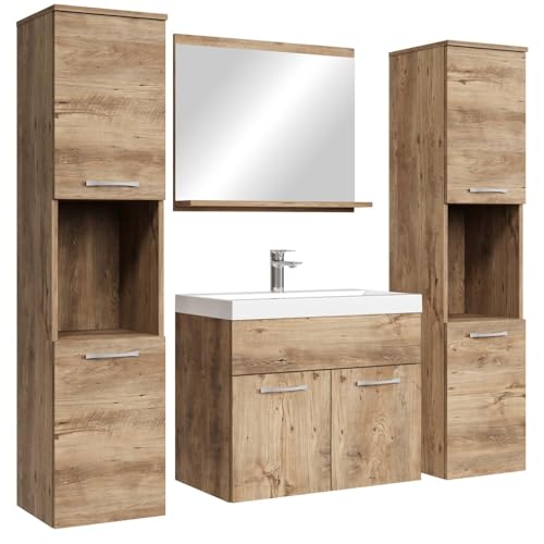 Badplaats B.V. Meuble de Salle de Bain Montreal XL 60 cm lavabo Chêne châtaignier - Armoire de Rangement Meuble lavabo evier Meubles