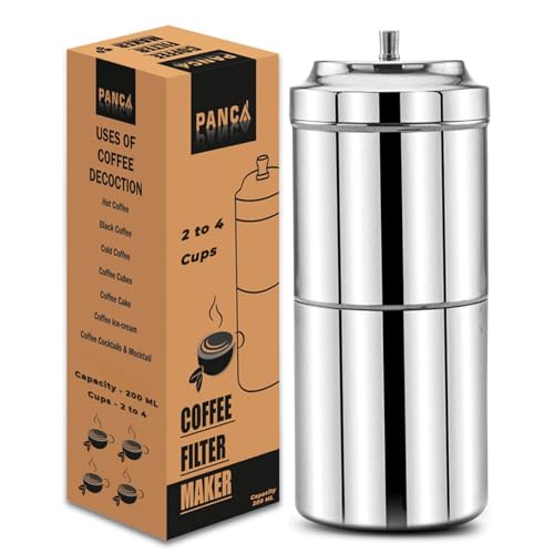 PANCA Stainless Steel South Indian Filter Coffee Maker | Traditional Drip Coffee Decoction Maker for Hot & Cold Coffee (200ML)