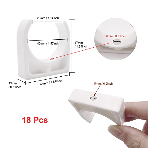 HLIWS PPR Water Pipe Clamps,18 PCS Universal Single Pipe Clip,Push-Fit Fittings,for Garden Irrigation Hose Connector,Screws not Included(Inner Diameter 40mm,White) - Image 2