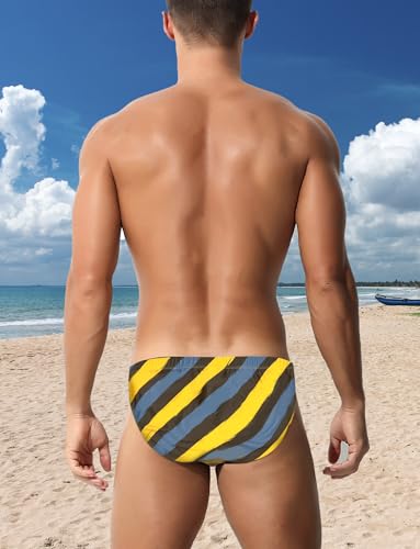 Men's Swim Briefs Sexy Low Rise Bikini Swimsuit Print Quick Dry Swimwear Briefs3