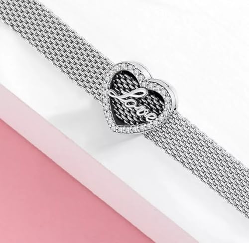 Charm con clip de corazón Te Amo de plata para pulsera de malla Reflections 3
