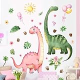 Niedliche Dinosaurier-Ballon-Blumen- und Sonnen-Wandaufkleber, mit bezaubernden Dinosaurier- und Blumen-Designs, abnehmbare Aufkleber, für Schlafzimmer, Wohnzimmer und Kinderspielbereiche (B18003-30 x