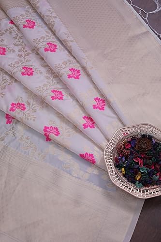Image of DEVANGI Women's Woven Jacquard Banarasi Silk Printed Dupatta /Chunni with Meena Work, Width 1 Meter, Length 2.5 Meter