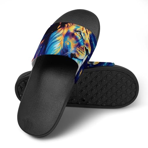 Blue Universe Lion Glaxy Funny House Sandals Non Slip Shower Slippers Quick Drying Bathroom Shoes for Women Men4