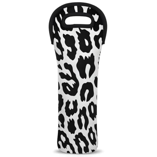 Neoprene Wine Tote Carrier Bag for Wine,Water, Champagne, Beer, Baby Bottles 15.6 x 5.1 Inches, Protective Wine Bag,Leopard Cheeth Print