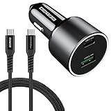 アドテック シガーソケット 車載PD充電器 100W 2ポート 【USB-C+USB-A】 Apple MacBook Air Pro／iPhone17 Air Pro／Google Pixel10 Proなど最新ノートPCやスマホ対応 Nintendo Switch対応【長い2ｍケーブル/100W/eMarker】 カーチャージャー ACPD-V100AC-wC20U2