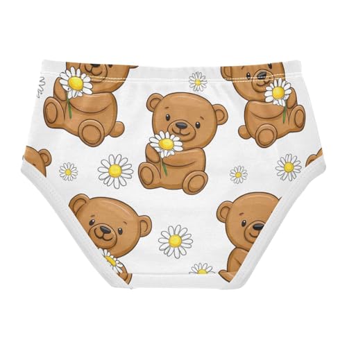 Cotton Toddler Girls Underwear Cute Brown Teddy Bears White Panties for Girl Fun Kids Undies Briefs 2t2