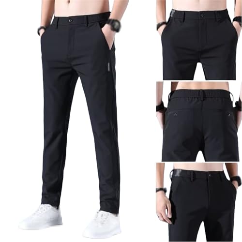 Leenfort Mens Pants, Men's Stretch Loose Casual Breathable Straight and Lightweight Stretch Pants2